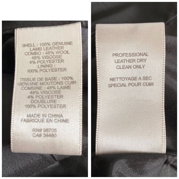 Rebecca Taylor Black Lamb Leather Moto Vest with Wool‎ Lapel, Size XS - Picture 5 of 15